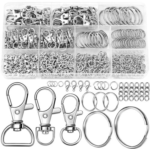 DIYDEC 360-teiliges Schlüsselanhänger-Set, silberfarbene Metall-Schlüsselanhänger-Clips, Haken mit Schlüsselringen, Karabinerverschlüssen, Schlüsselanhänger-Zubehör für Schlüsselbänder, Armbänder