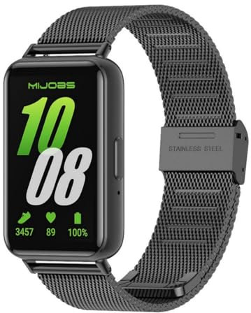 GIOPUEY Correas Compatible con Samsung Galaxy Fit 3, Pulsera Trenzada de Acero Inoxidable [Resistente al Desgaste] Pulsera - Black