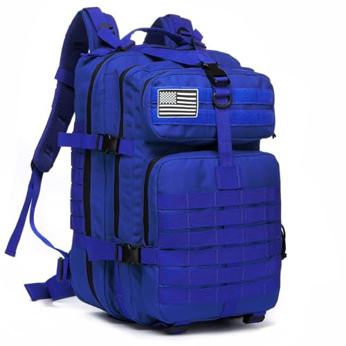 GUJOIN 50L Strapazierfähiger Nylon Wasserdichter Angeln Jagdrucksack Outdoor Militär Rucksäcke Taktische Sport Camping Wandertaschen (Blue)