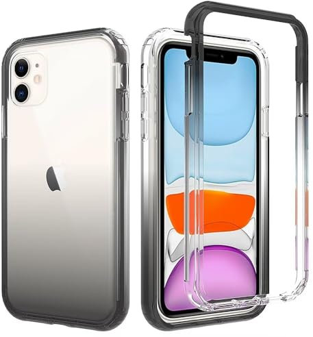 FMPCUON Hülle für LG Velvet mit 2 Stück Schutzglas, 360° Grad vollschutz Stoßfest Handyhülle Transparent Silikon Bumper Cover für Hülle für LG Velvet - Schwarz