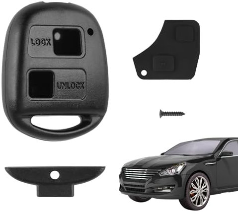 2 Tasti Cassa del Telecomando Tipo Coltello per Toyota, Cover Guscio Scocca Chiave Telecomando con Pulsante in Gomma e Vite Compatibile con Toyota Yaris, RAV4, Corolla, Auris, Avensis, Tundra