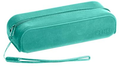 Enri, Astuccio scolastico in silicone, unisex, rettangolare, con maniglia, 19 x 5 x 7 cm, colore verde acqua