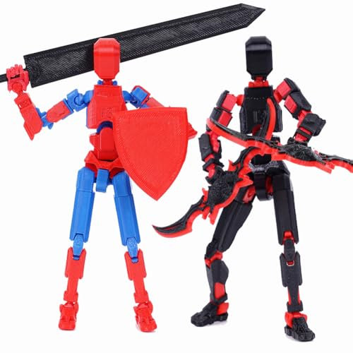 DKIIL NOIYB T13 Action Figure, 2pcs Ya Montado S13 Figure, Titan 13 Action Figure with 4 Waffen 6 Hands, Dummy T13 3D Printed Multi-Jointed Movable Action Figures Lucky 13 Figures