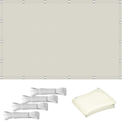 Vela de Sombra Rectangular 3 x 5 m Anti-UV 98%, Solar Protección, Tasa a de Sombreado 95%, Opacidad, Toldo Vela de Impermeable Rectangular con Cuerda Libre para Piscina Cochera, Beige