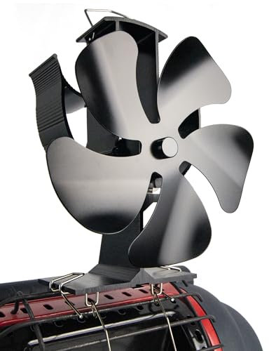 Tomersun Wood Stove Fan for Buddy Heater, Heat Powered Fireplace Fan 5 Blades Stove Fans with Bracket Fixed on Propane Space Heater/Mr. heater, Camping Outdoor/Indoor Use