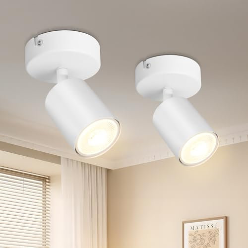 Dehobo Led Deckenstrahler Schwenkbar 350° - Deckenstrahler 2 Flammig Weiß GU10 - LED Wandstrahler mit Strahler Deckenspot - Spotlight Lampe für Wohnzimmer Küche - Nein GU10 Leuchtmittel