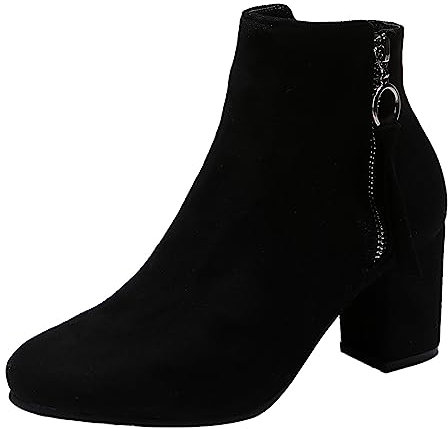 2024 Moda Estate Nuove Scarpe da Donna Commercio Estero Europa e Stati Uniti Testa Rotonda Moda Donna Scarpe con Tacco Alto Stivaletti Stivali Stivali Guanto, Nero , 37.5 EU