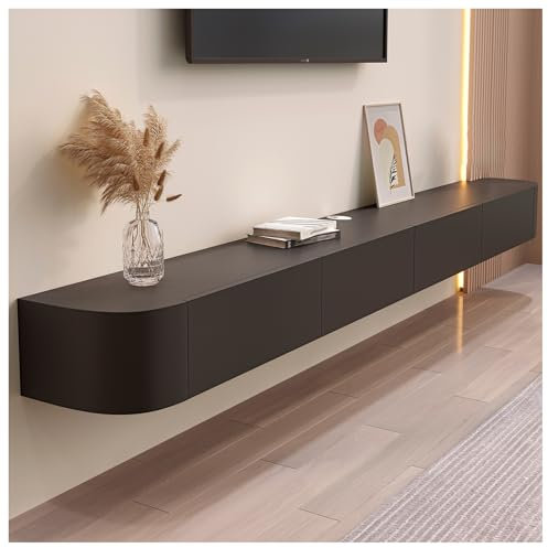 OMGMTSTORE Tv Unit,Floating TV Stand,Wall Mounted TV Cabinet With Door & Drawer,Floating Shelves,Entertainment Media Console Center Large Storage TV Bench For Living Room & Office(B,180x24x20cm)