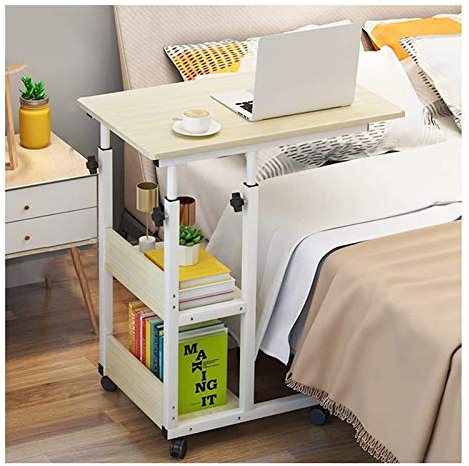 DAMOIFFP Überbetttisch mit Rollen, Nachttisch, C-förmiger Sockel, Laptop-Schreibtisch, Home-Office-Überbetttisch, mobiler Computertisch mit Rollen, Betttisch über dem Bett, Sofa, Laptop-Rol