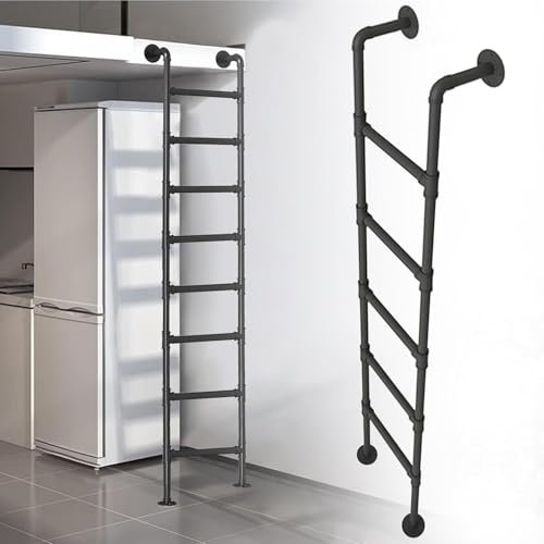 Metall-Trittleiter für Zuhause, Wohnheim, Wohnungen, Wandmontage, Dachboden, 1,2 m, 1,5 m, 1,8 m, 2,1 m, 2,4 m Höhe, Kellerfenster, Brunnen, 150 kg Kapazität