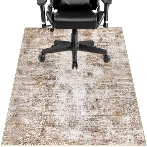 Capslpad Office Chair Mats for Hardwood Floor 90x120cm Non-Slip Modern Abstract Home Multi Purpose Chair Mat Low Pile Floor Protectors Computer Chair Carpet for Tile Laminate Rolling Chair, Brown
