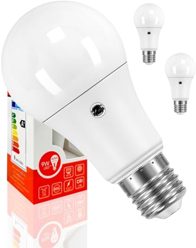 2 Lampadine Crepuscolari a Doppio Sensore da Esterno E27 LED A60 9W 4000k