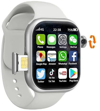 XINDADA Montre intelligente VP19 S10 4G avec carte SIM Android 10 128 Go ROM Caméra rotative à 190° GPS WIFI 2,3 Amoled Smartwatch Adulte (gris, 4 Go 128 Go)