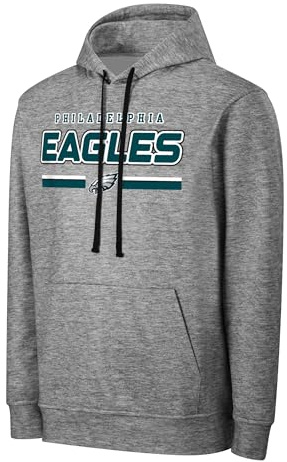 FOCO NFL Herren-Kapuzenpullover, offizielles Lizenzprodukt, Grau, Team-Farbe, Primär-Logo, Wordmark Performance, Victory Stripe