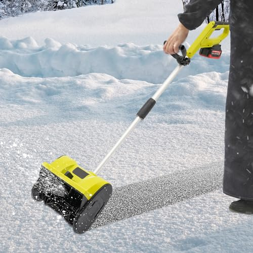 Spazzaneve elettrico, alimentato a batteria, spazzaneve a batteria, per la rimozione della neve di garage, terrazze, verande, verde (L*W): 33 x 20 cm