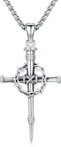 YEESIA Kreuz-Halskette, 925er Sterlingsilber, schwarzes Kreuz-Anhänger, Vintage-Halskette, christlicher Schmuck, Geschenke für Frauen