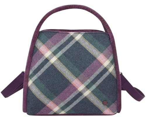 Earth Squared Tweed Tartan Margot Bag – Multiway Grab, Shoulder & Crossbody Handbag – Strong Zip Fittings, 2 Zipped Compartments – Recycled Wool Blend Fabric – 26 × 25 × 11 cm