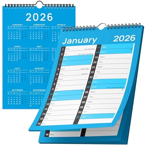 2026 Calendar Wall - Large Print Calendar 2026 - A4 Wall Calendar 2026 UK - 2 Column Month to View 2026 - Wall Planner 2026 - For Office, School & Home - January to December 2026 (12 months)