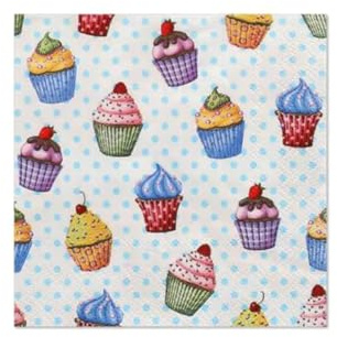 Ameisenkeks® Servietten, 3-lagig 1/4-Falz 25 cm x 25 cm Cupcakes Muffins Dekorservietten Geburtstag Feierlichkeiten FSC-Zertifiziert 20 Stück