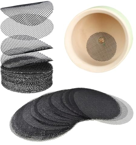 Flower Pot Hole Mesh Pad, Pot Mat, Plant Pot Drainage Mesh, Drainage Hole | Suitable for Prevent Soil Loss Drainage Screens Planter Liner Bonsai Pots and Trays Gardening Mat Drainage Mesh(50 PCS)