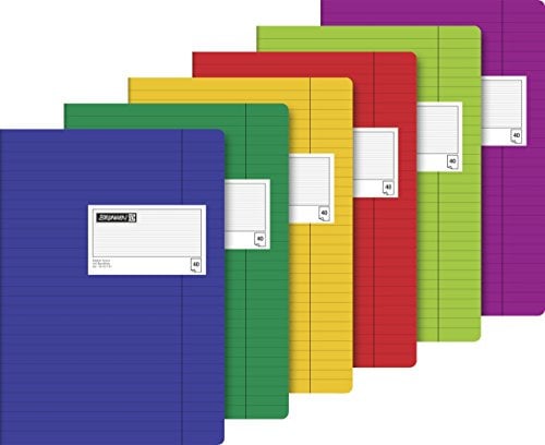 Brunnen 1043731 Diarien / Notizheft (A4, 40 Blatt, liniert, mit roter Randlinie, 80g/m²) 4 verschiedene Farben