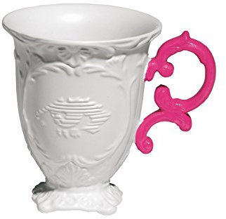 SELETTI I‐Wares Becher, Porzellan, weiß/fucsia, Durchmesser 10 cm, Höhe 11,5 cm