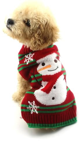 NACOCO Dog Snow Sweaters Snowman Sweaters Xmas Dog Holiday Sweaters New Year Christmas Sweater Pet Clothes for Small Dog and Cat(Snowman,L)