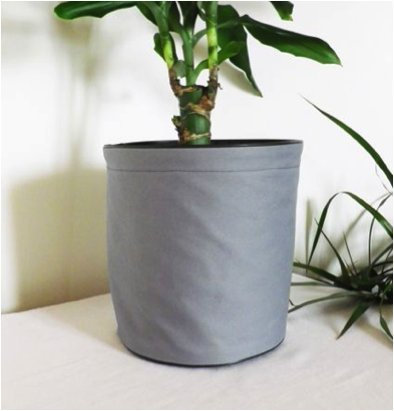 Pot de Fleurs en Textile Design 100% étanche, Intérieur, extérieur - 3 Tailles Coloris : Gris (M : Ø 19 cm - Ht 20 cm)