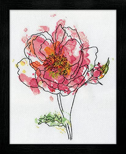 Kreuzstich Stickpackung Rosa Blumen, Zählmuster