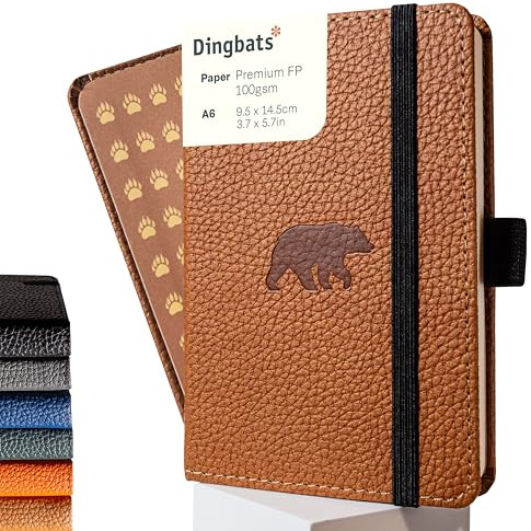 Dingbats* - Wildlife Dotted Pocket Notebook A6 - PU Leather Hardcover Journal - Ideal for Work, Travel - Pocket, Elastic Closure, Pen Holder, Bookmark