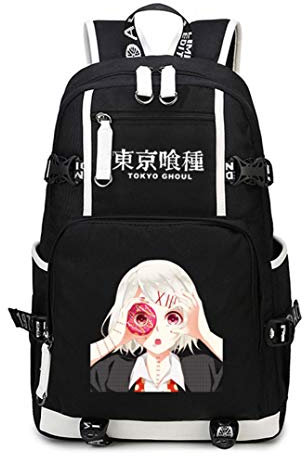 WANHONGYUE Tokyo Ghoul Anime Backpack Schüler Schultasche Laptop Rucksäcke Freizeittasche Daypack Schwarz-4