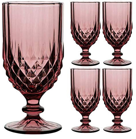 Wine Glasses Set of 4 Pink 340ml Dishwasher Safe Goblets Alfresco Dining Glassware