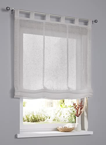 Raffrollo Schlaufenrollo Brondby Taupe halbtransparent Breite 100 cm x Höhe 145 cm
