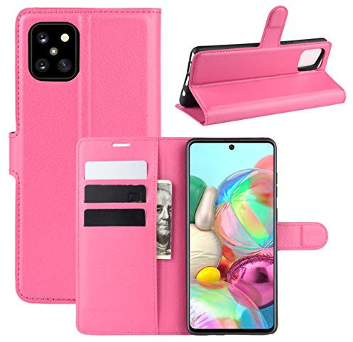 Hülle Kompatibel mit Samsung Galaxy Note 10 Lite | Klapphülle Schutzhülle mit Kartenfächer Kompatibel für Galaxy Note 10 Lite | Magnetverschluss Klapphülle | Pink