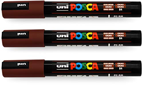 Uni-Ball POSCA PC-5M Paint Marker Art Pens – 1,8–2,5 mm – Cacao Brown – 3 Stück