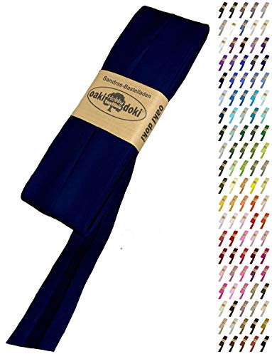 Sandras-Bastelladen Schrägband/Einfassband Baumwolle Uni gefalzt 5m x 20mm 211-Dunkelblau