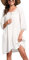 UMIPUBO Pareos Playa Mujer Vestidos de Playa Cuello en V Falda de Playa Verano Suelta Bikini Cover Up Vestido de baño Color Sólido Camisolas y Pareos(Blanco,Talla única)