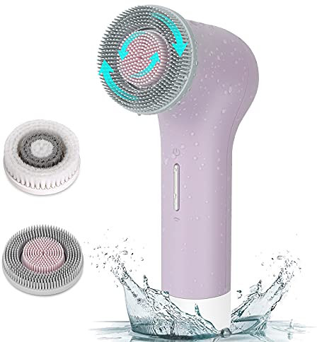 MYCARBON Elektrische Gesichtsreinigungsbürste IPX7 Wasserdicht Gesichtsbürste Wiederaufladbar 2500mAh USB-Akku Reinigungsbürste mit 2×360 ° Bürstenkopf für jeden Hauttyps Exfoliation, Tiefenreinigung