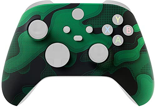 eXtremeRate Front Gehäuse Hülle für Xbox Series X&S Controller, DIY-Ersatz Grips Case faceplate Skin Shell Zubehör für Xbox Core Controller(Grün Schwarz Camouflage)-Kein Controller