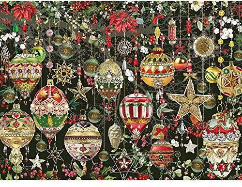 Bits and Pieces 1000 Teile Puzzle für Erwachsene - Weihnachtsschmuck - Urlaub Baumschmuck Blumen Sterne Winter Puzzle von Künstlerin Barbara Behr, Fertige Puzzlegröße 50,8 x 68,6 cm