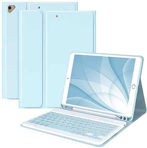 Étui avec clavier pour iPad 10,2 9ème génération 20218ème génération 20207ème génération 2019, iPad Pro 10,5 2017iPad Air 3ème génération 10,5 2019 avec support de crayon intégré rétroéclairé