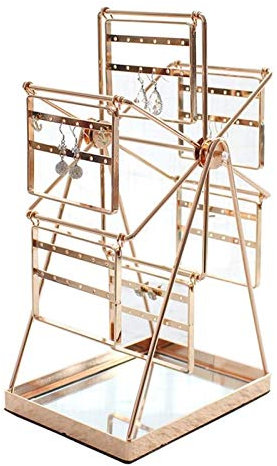 XXXXW Dekoratives Schmuckschatullen Goldene rotierende Ohrring-Spin-Tabelle Ferris-Rad-Ohrring Organizer-Schmuck-Display-Ständer für Frau Mädchen-Ohrstecker-Halter-Lagerung Schmuckaufbewahrung