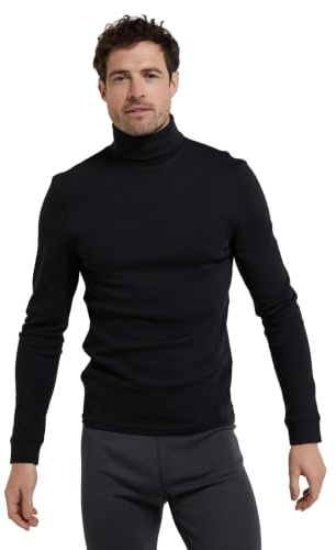 Mountain Warehouse Meribel Mens Thermal Baselayer Top - Combed Cotton Sweater, Roll Neck Jumper, Breathable, Quick Drying & Fitted Sleeves - for Everyday Use Black 4XL