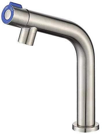 Robinet d'évier de salle de bain avec interrupteur rotatif à une poignée pour lavabo d'eau froide pour salle de bain, baignoire à pied et jardin extérieur, en acier inoxydable