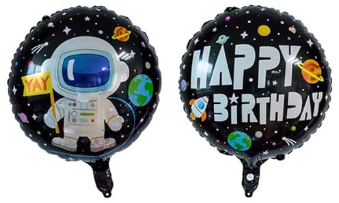 Happy Birthday Luftballons - Geniale Geschenkidee Deko für Geburtstage oder Partys Ballon Helium Folienballon klein mit für Kinder Dekoration Partydeko JGA Geschenkidee - Astronaut Planeten Rakete