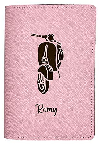 Porte Carte Grise Personnalisé, Pochette Made in France, Étui 100% Personnalisable, Protège Carte Grise Voopies, Protection Carte Grise Cuir. (Rose)