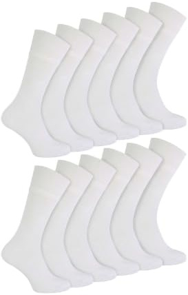 IOMI - 12 Pair Multipack Mens Diabetic Bamboo Socks | Extra Wide Seamless Socks with Non Elastic Gentle Grip Top