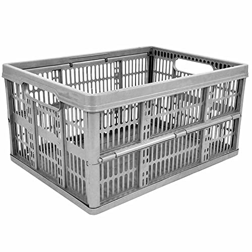 HomeXpress 32L Folding Crate | Stackable & Collapsible Foldable Plastic Storage Basket (1)
