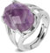 Anelli Di Pietra Naturale A Forma Di Uovo Cabochon Sfaccettato Anello Da Dito Color Argento Con Lapislazzuli In Cristallo Viola Per Le Donne Regolabile,Ametista