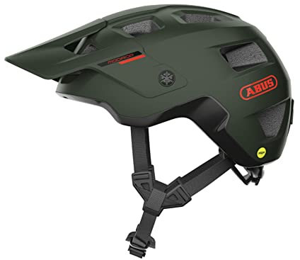 ABUS MTB-Helm MoDrop MIPS - robuster Fahrradhelm mit Aufprallschutz für Mountainbiker - individuelle Passform - Unisex - Dunkelgrün, Größe L (57-61 cm)